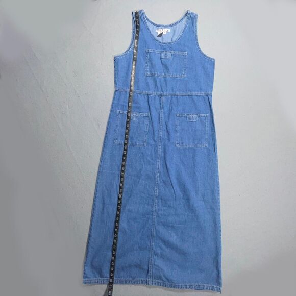Vintage AMI Denim Jean Maxi‎ Dress Sleeveless Pockets Casualcore Grunge - Picture 3 of 8